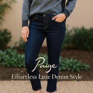 PAIGE Women's Midnight Blue Premium Denim “Roxbury Crop” Jeans Size 27